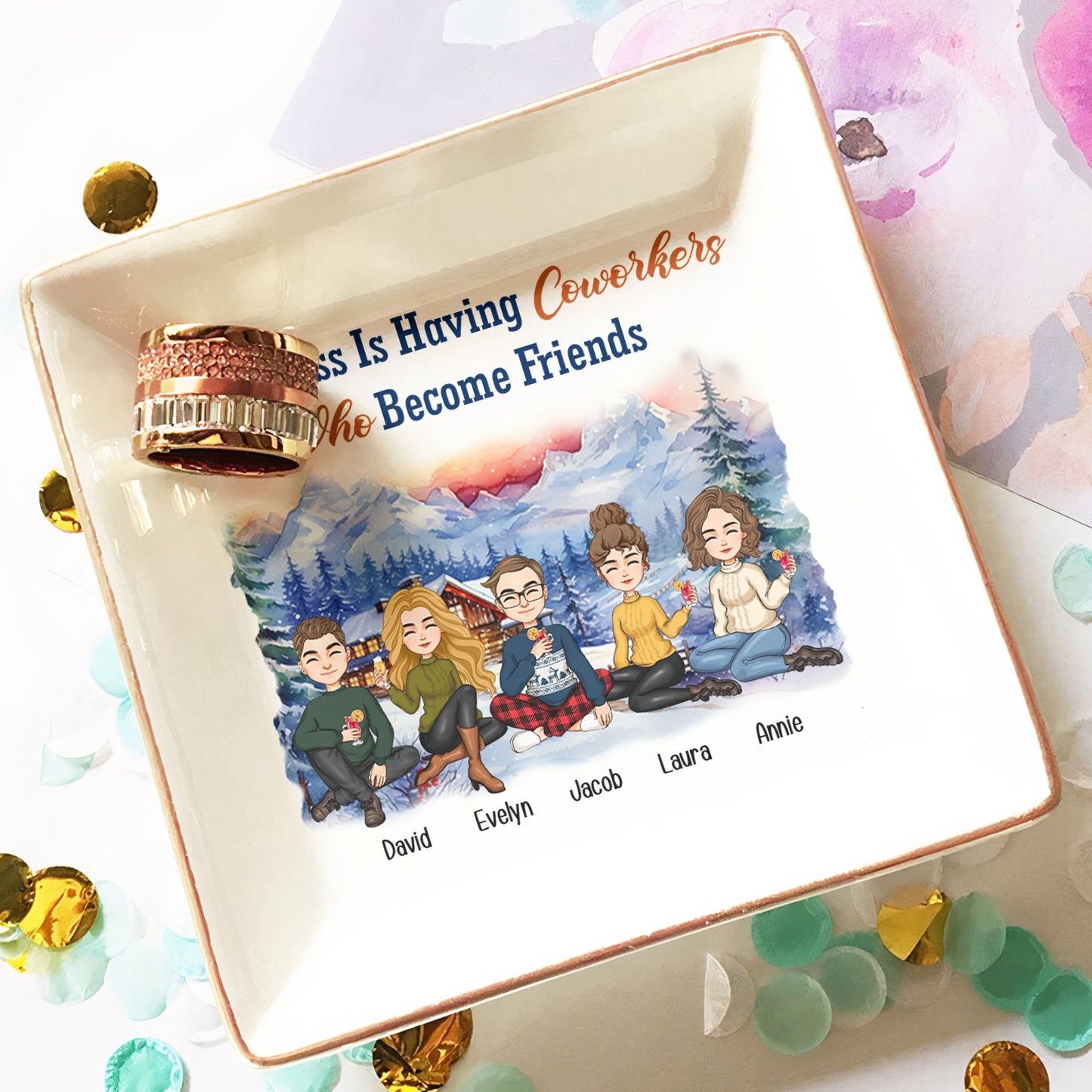 Happiness Is Having Coworkers Who Become Friends - Personalized Jewelry Dish