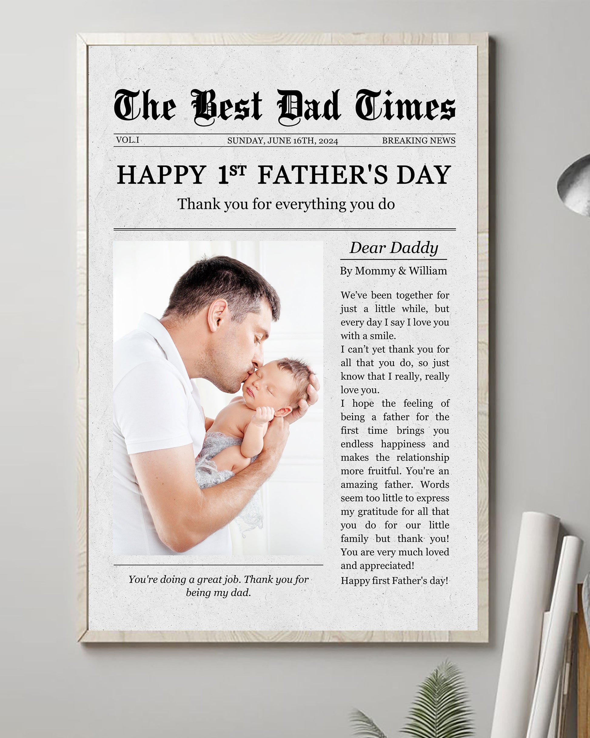 Happy 1st Father's The Best Dad Times - Personalized Photo Poster