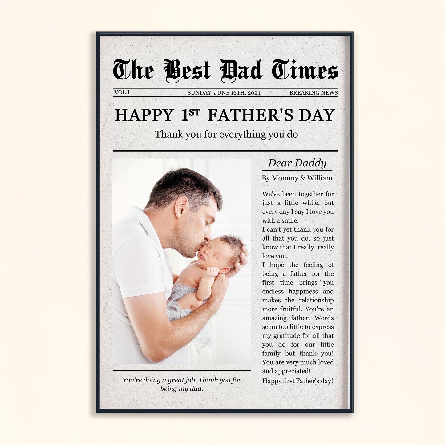 Happy 1st Father's The Best Dad Times - Personalized Photo Poster