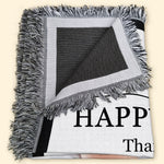 Happy 1st Father's Day Thank You For Everything - Personalized Photo Woven Blanket
