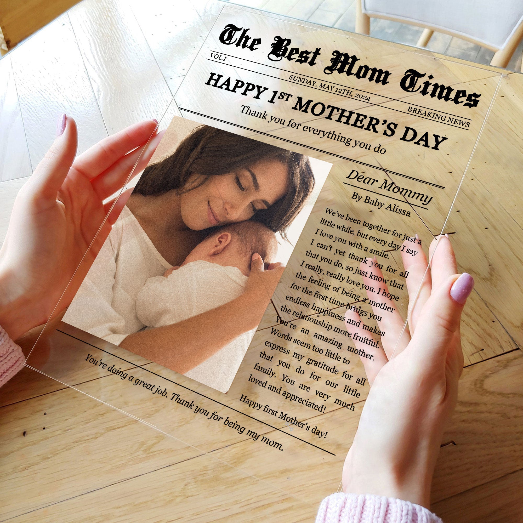 Happy 1st Mother's Day Thank You For Everything - Personalized Acrylic Photo Plaque