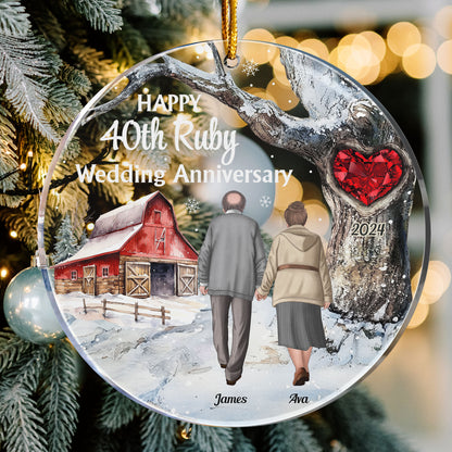 Happy 40th Ruby Wedding Anniversary - Personalized Acrylic Ornament