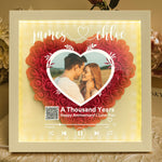 Happy Anniversary QR Song/Sound - Personalized Photo Flower Shadow Box With LED Light