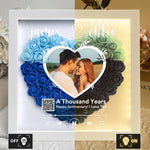 Happy Anniversary QR Song/Sound - Personalized Photo Flower Shadow Box With LED Light