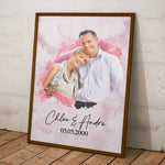 Happy Anniversary Watercolor Style - Personalized Photo Poster
