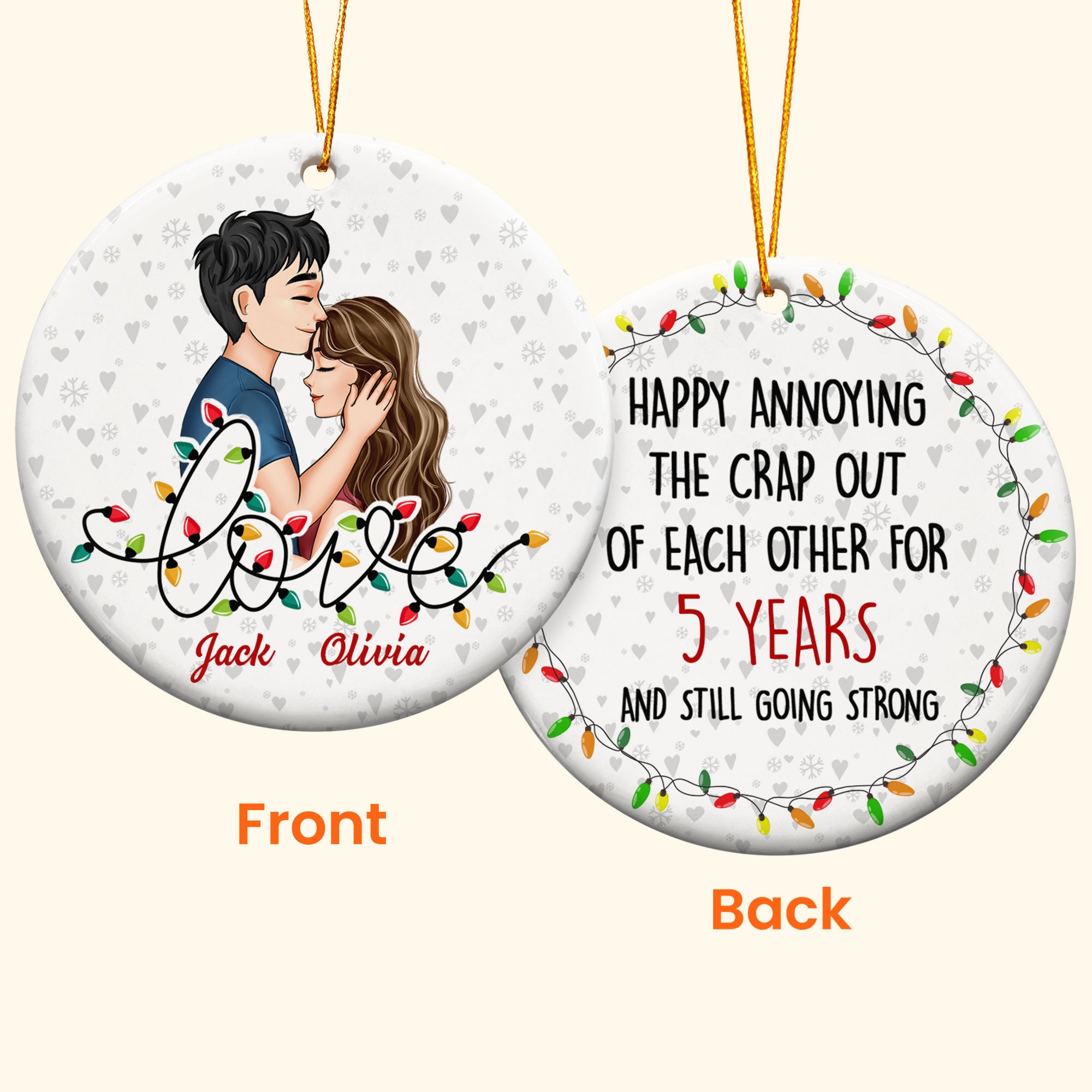 Happy Annoying Each Other For Years - Personalized Ceramic Ornament