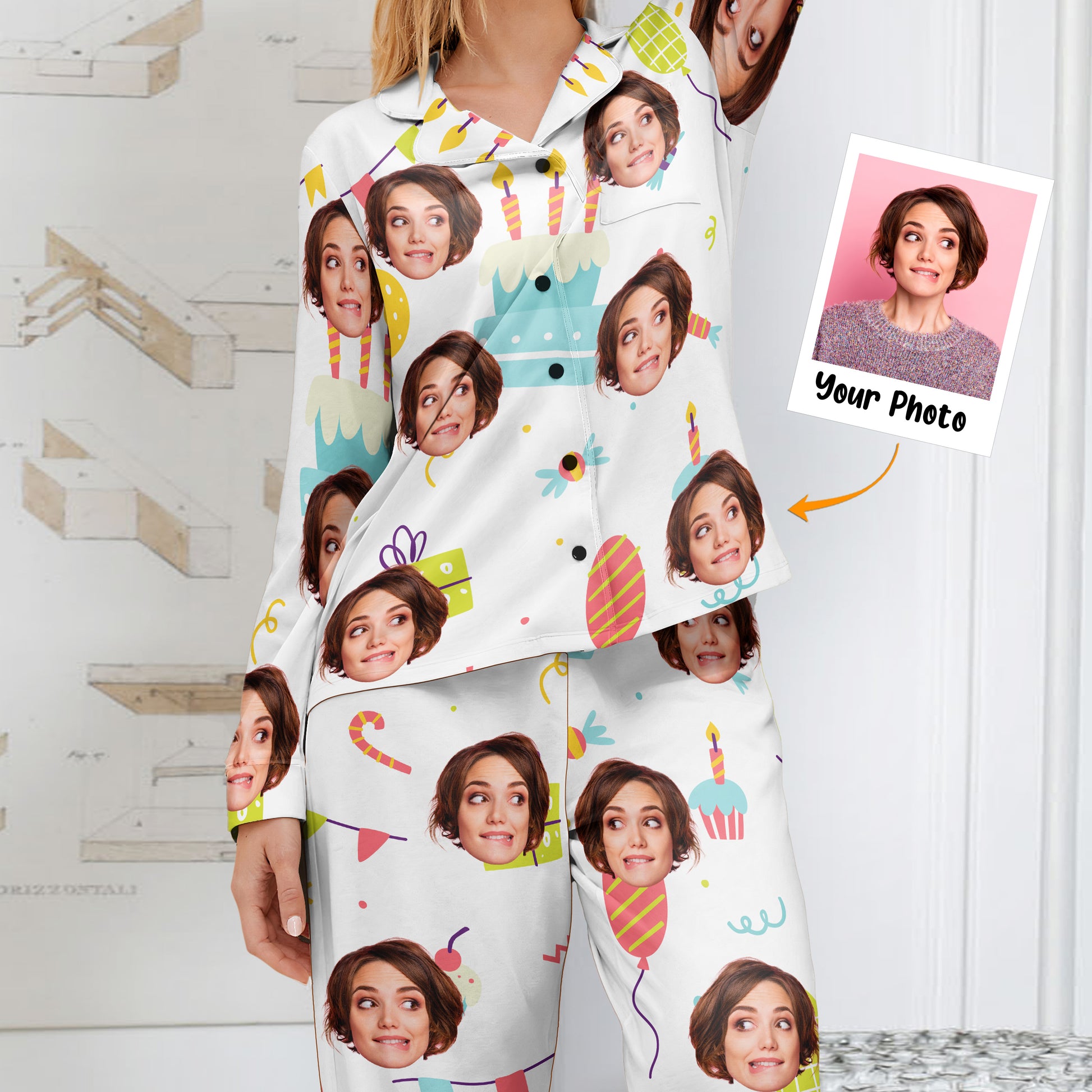 Happy Birthday Custom Face Funny For Family - Personalized Photo Pajamas