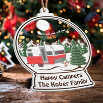 Happy Campers - Personalized Wood And Acrylic Ornament