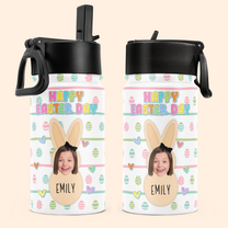 Happy Easter - Personalized Photo Kids Water Bottle With Straw Lid