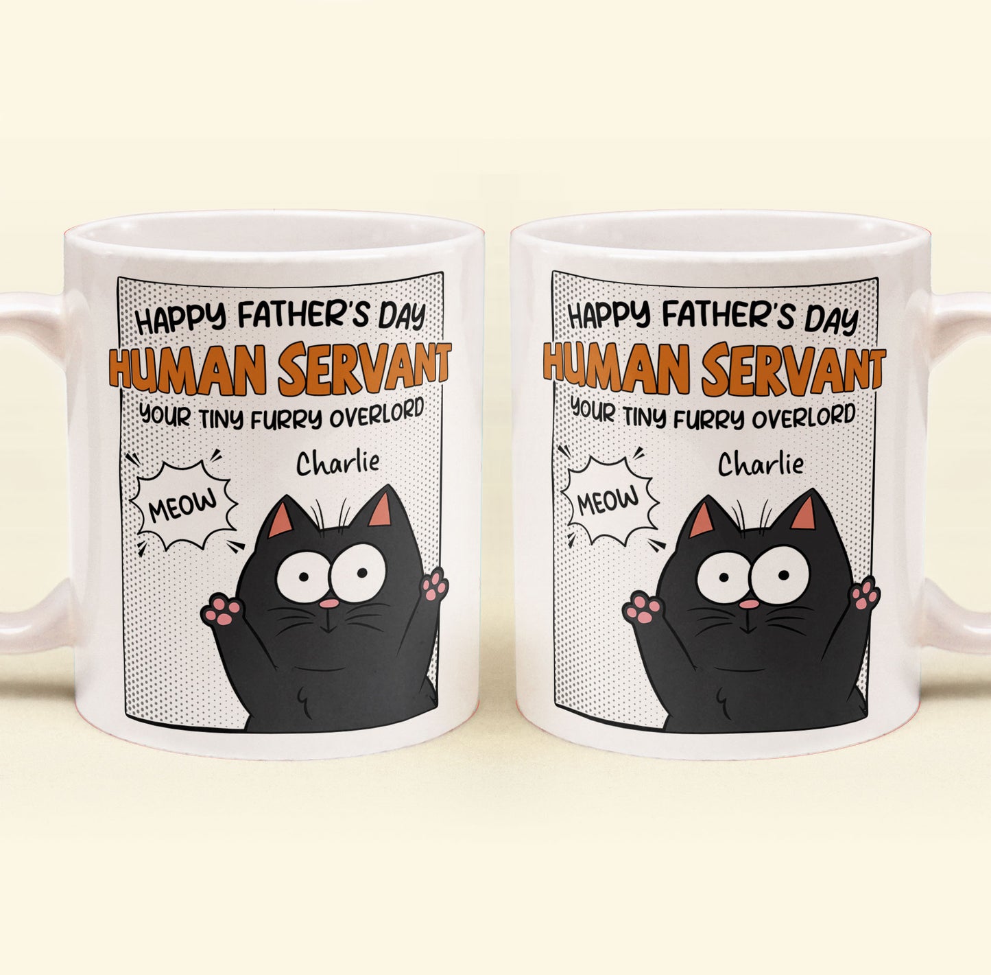 Happy Father's Day Human Servant - Personalized Mug for Cat Dad