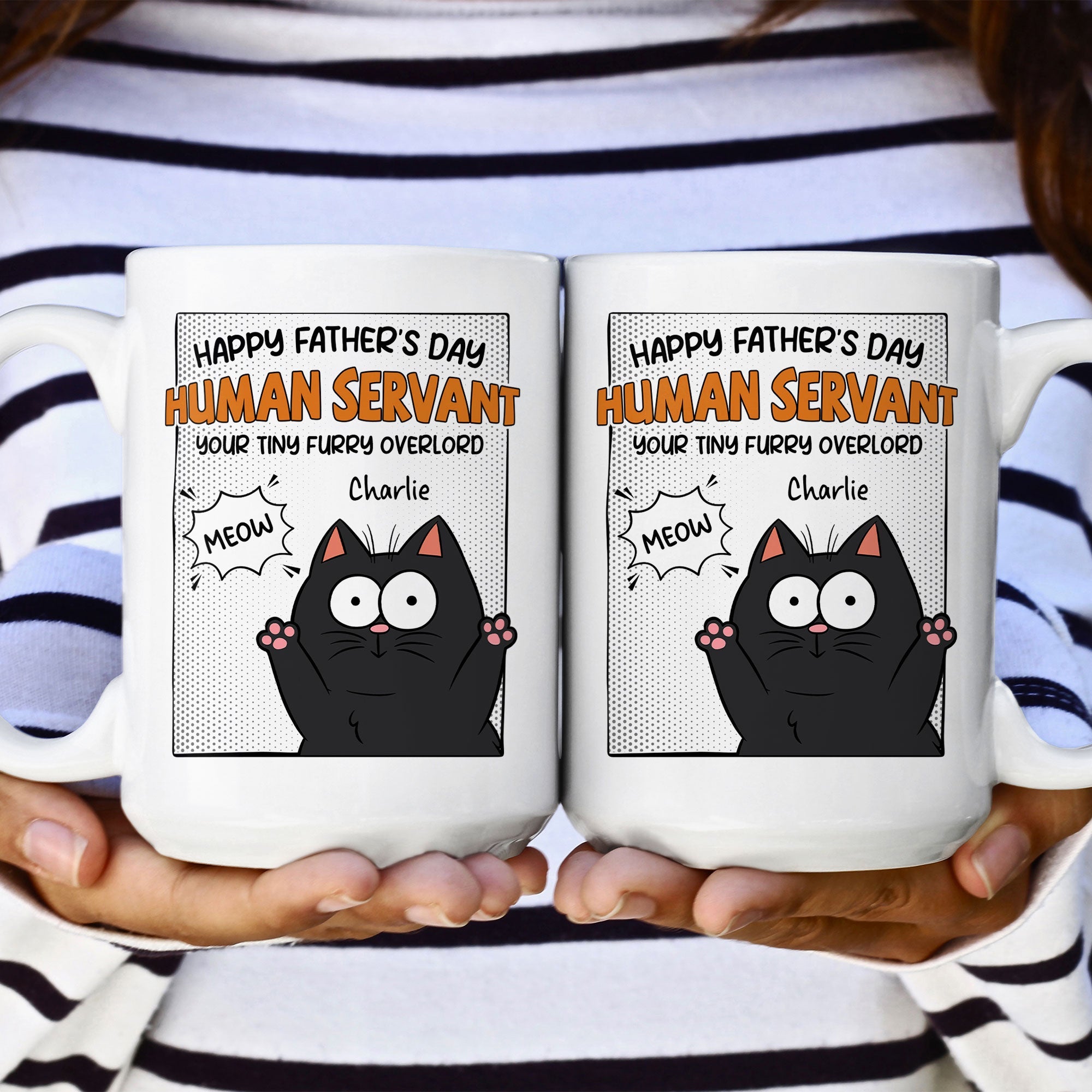 Happy Father's Day Human Servant - Personalized Mug for Cat Dad