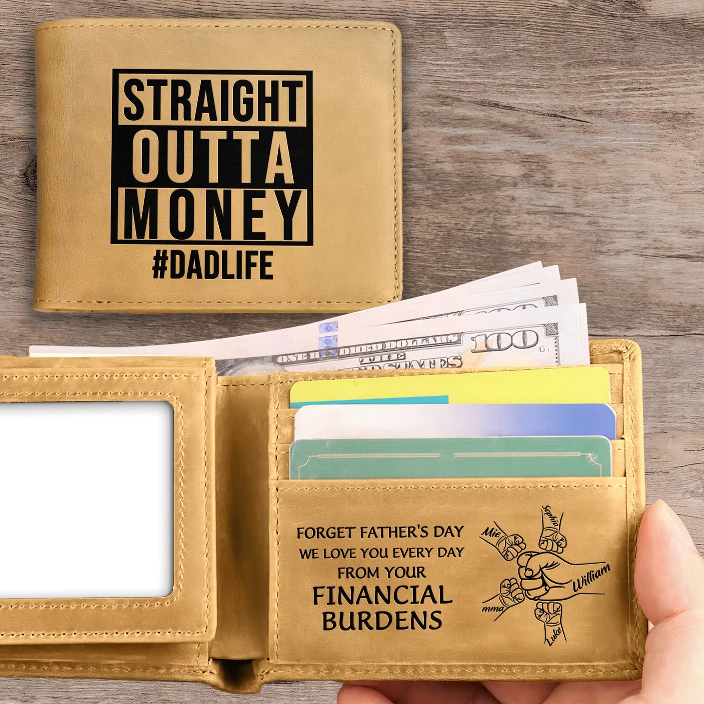 Happy Father's Day From Your Financial Burden - Personalized Leather Wallet