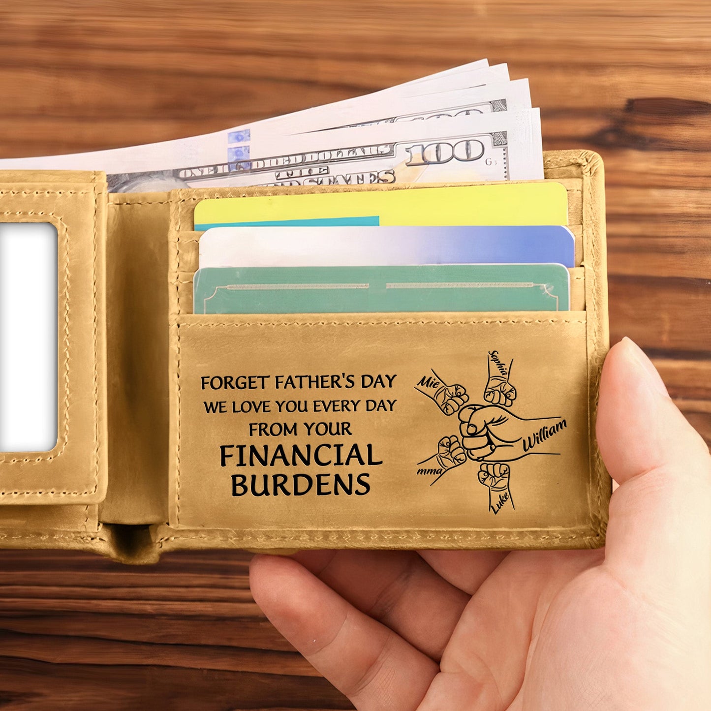 Happy Father's Day From Your Financial Burden - Personalized Leather Wallet