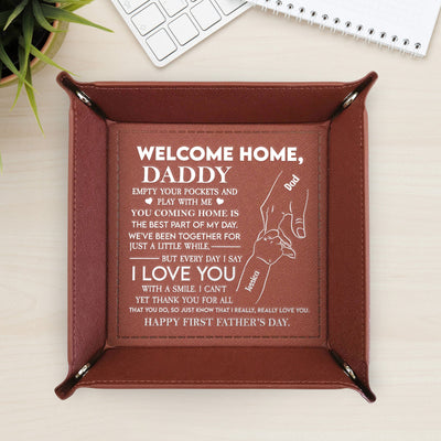 Happy First Father's Day From Baby - Personalized Leather Valet Tray