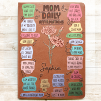 Happy First Mother's Day Mom Daily Affirmations - Personalized Leather Journal