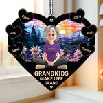 Happy Grandma And Her Kids - Personalized Window Hanging Suncatcher Ornament