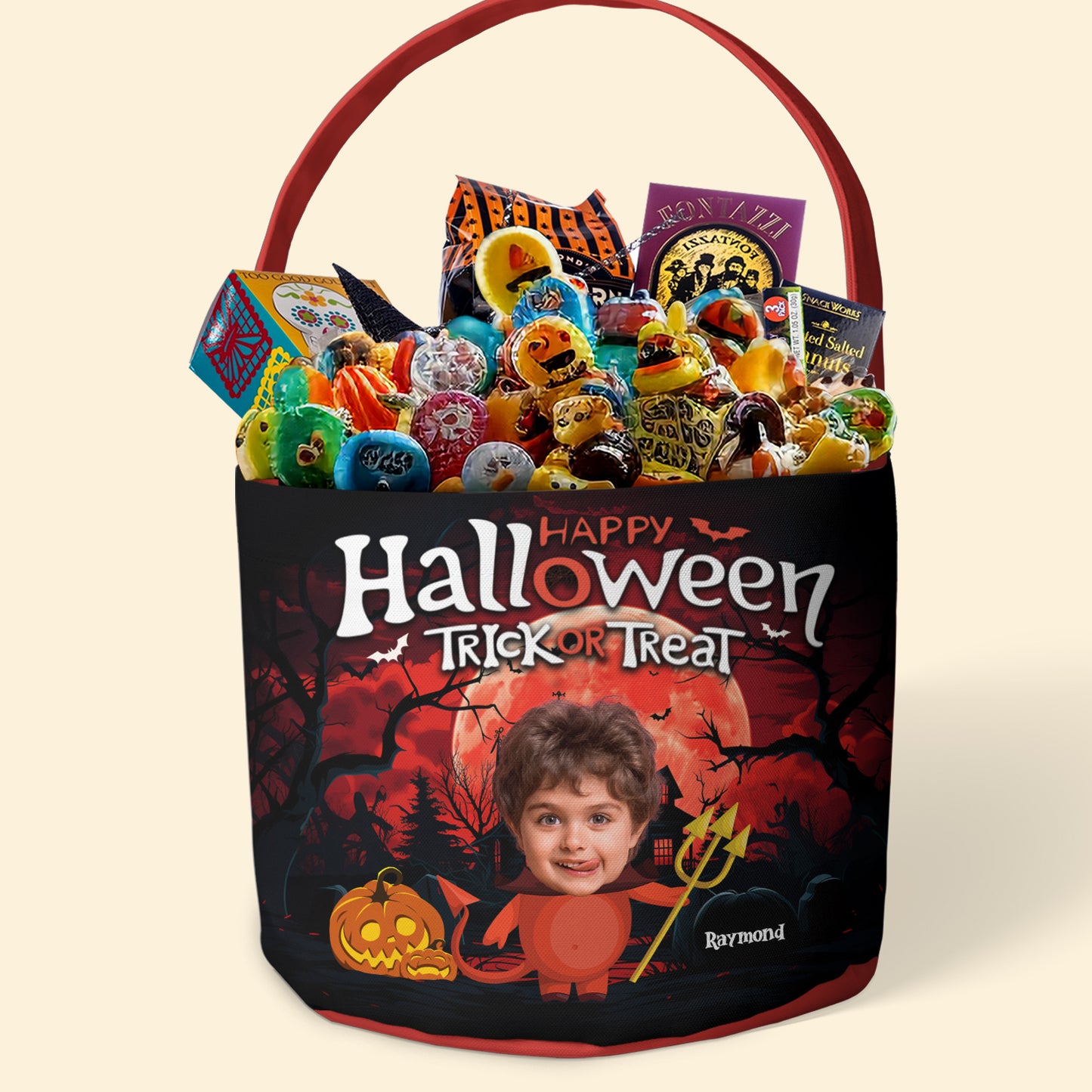 Happy Halloween Trick Or Treat - Personalized Photo Halloween Spooky Basket