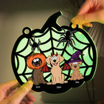 Happy Halloween With Dog Cat Babies - Personalized Window Hanging Luminous Ornament