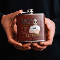 Happy Person On Monday - Personalized Leather Flask