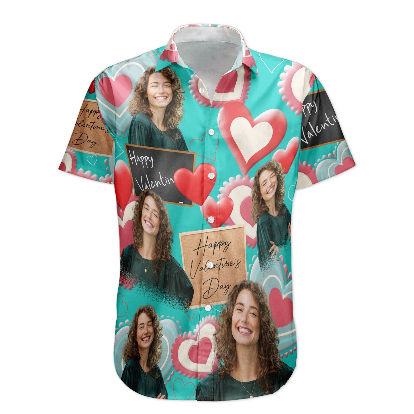 Happy Valentine's Day  - Personalized Photo Hawaiian Shirt