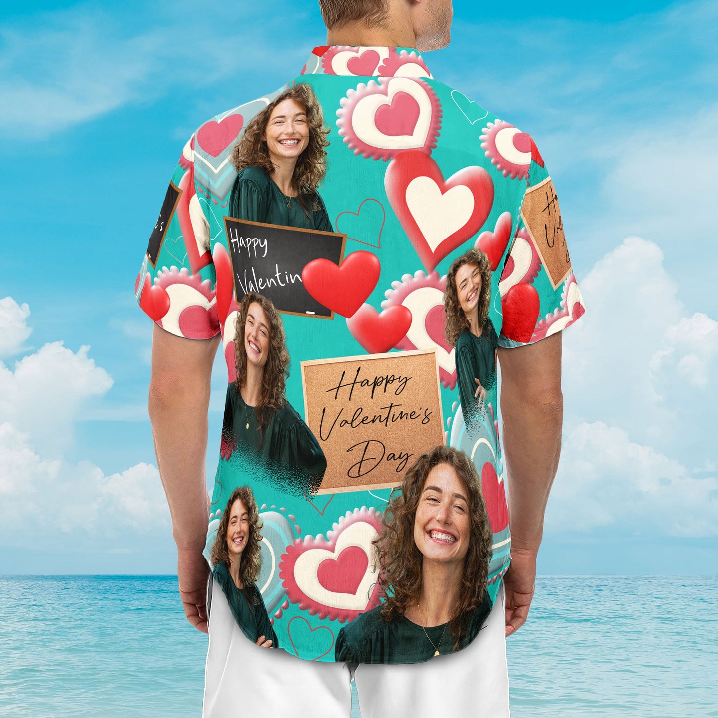 Happy Valentine's Day  - Personalized Photo Hawaiian Shirt