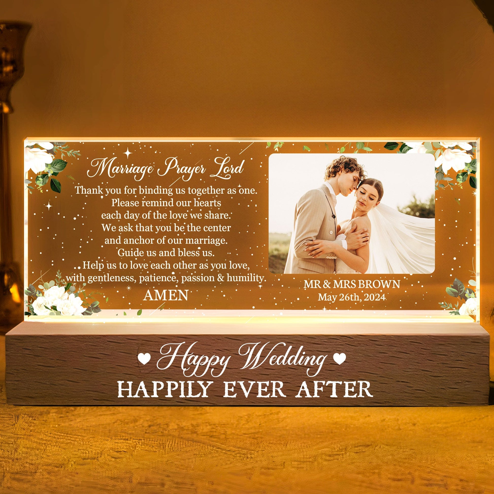 Happy Wedding Thank You For Binding Us Together - Personalized Photo LED Night Light