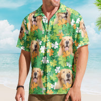 Happy St Patrick Day Together With Pet Photo - Custom Photo Hawaiian Shirts