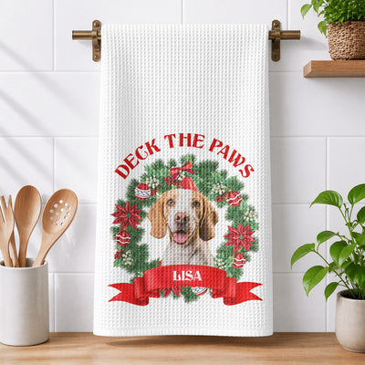 Happy Pawlidays, Christmas Gift For Pet Lover, Dog Lover, Cat Lover - Personalized Kitchen Towel
