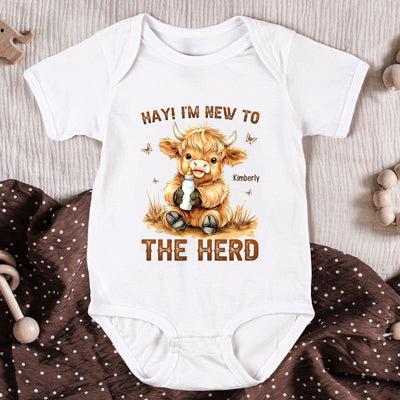 Hay I'm New To The Herd - Personalized Baby Bodysuit