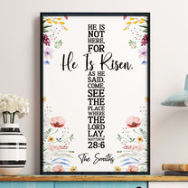 He Is Risen As He Said Easter Decor Cross Flower - Personalized Poster