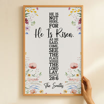 He Is Risen As He Said Easter Decor Cross Flower - Personalized Poster