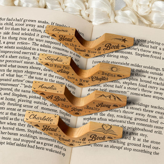 Head In The Clouds, Nose In A Book, Book Lover - Personalized Book Page Holder