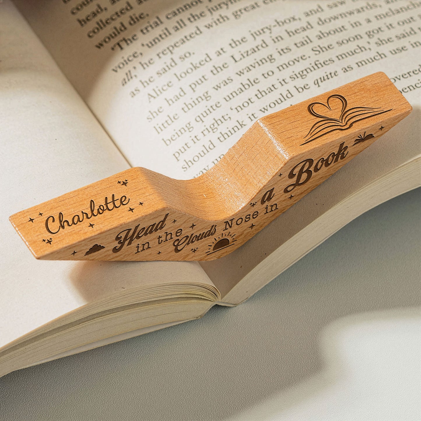 Head In The Clouds, Nose In A Book, Book Lover - Personalized Book Page Holder