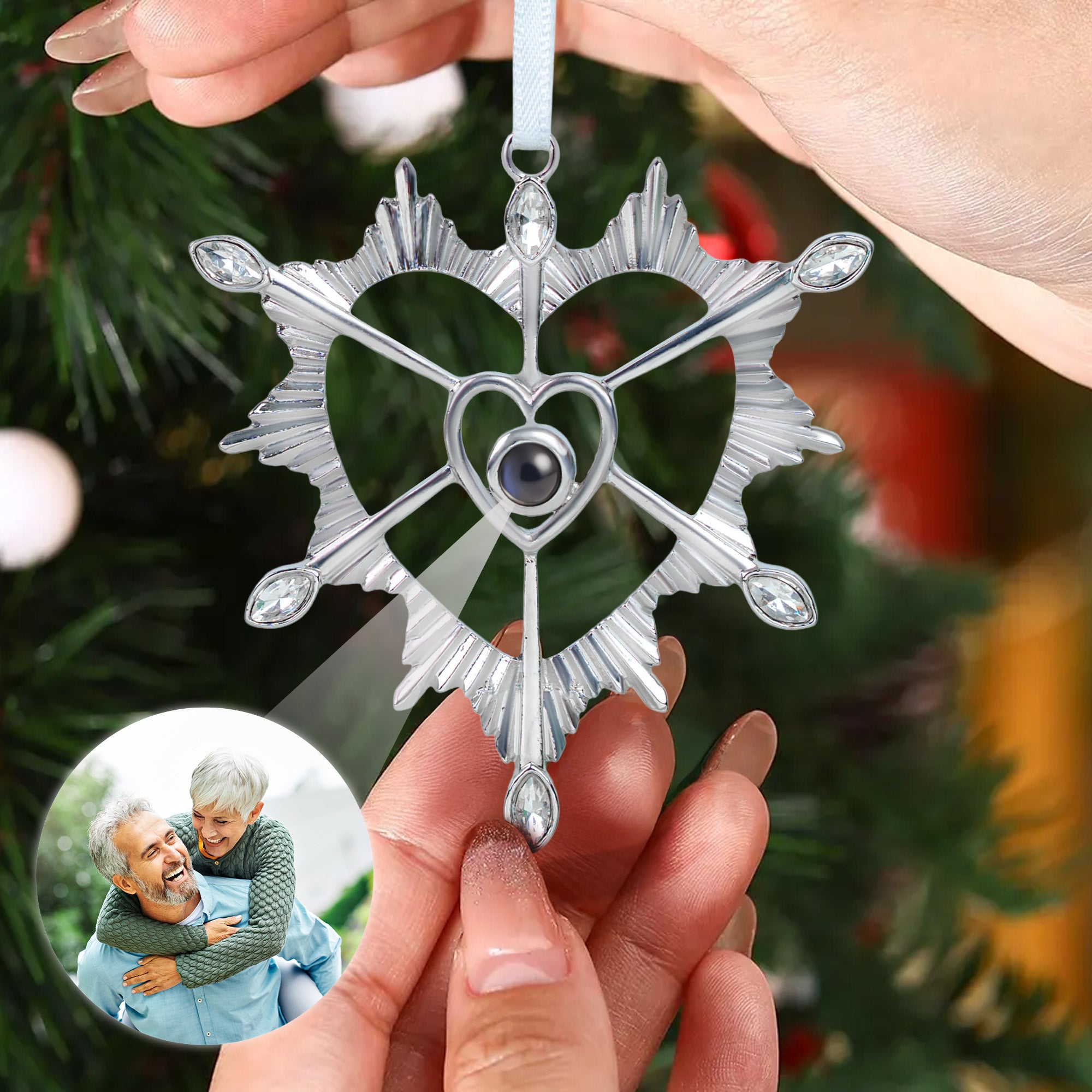 Heart-Shaped Keepsake - Personalized Photo Projection Ornament