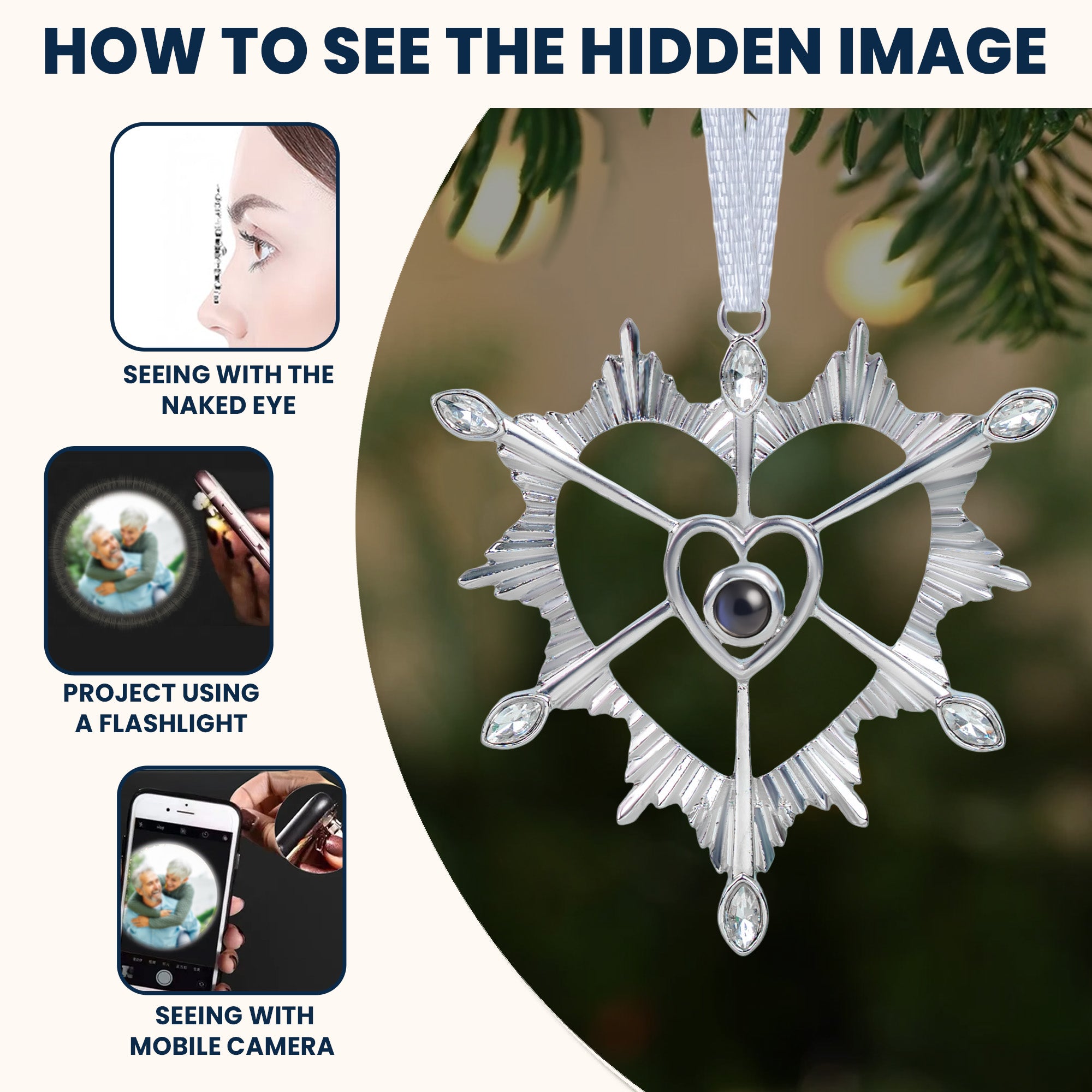 Heart-Shaped Keepsake - Personalized Photo Projection Ornament