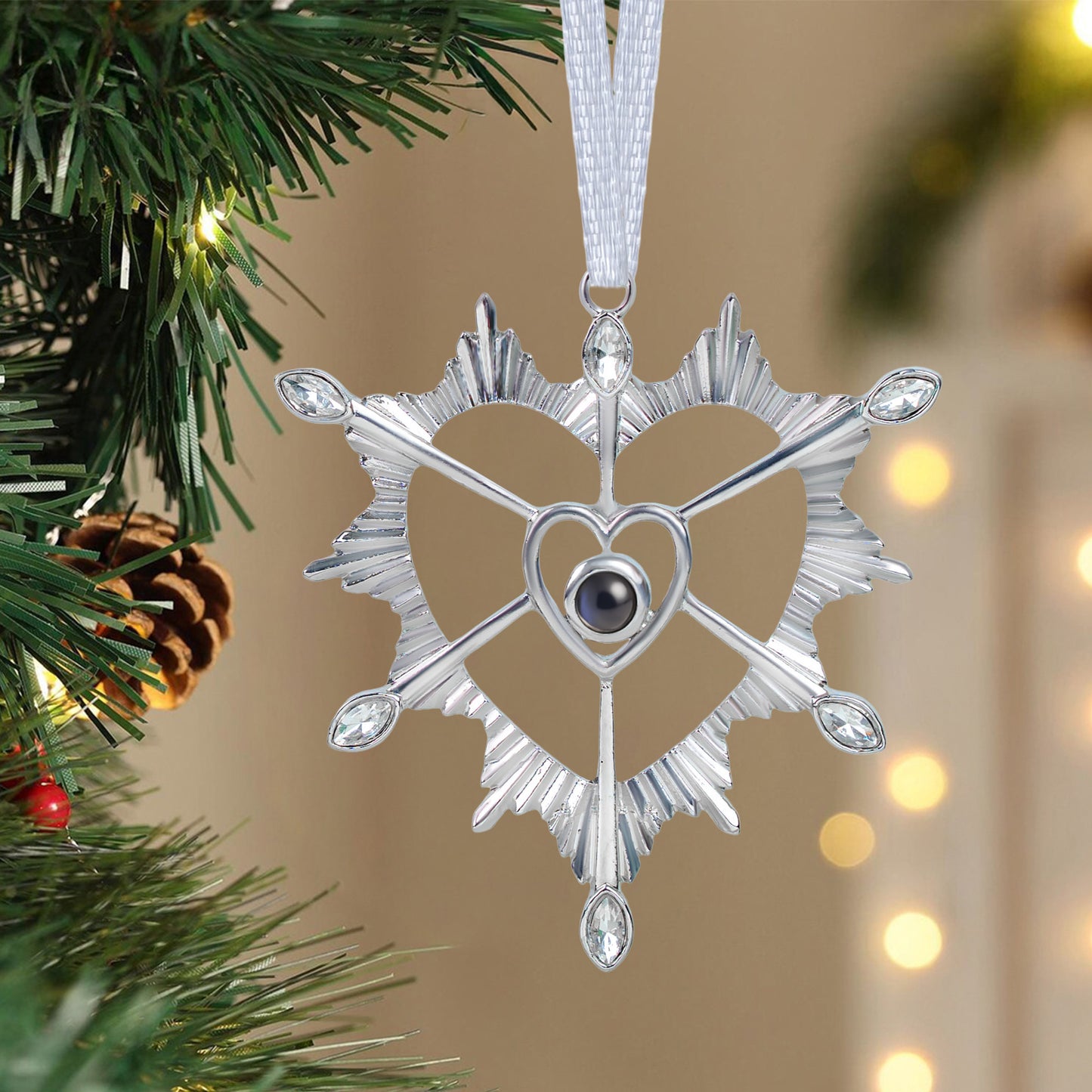 Heart-Shaped Keepsake - Personalized Photo Projection Ornament