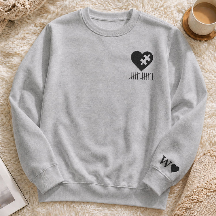Heart-&-Puzzle-Piece-Matching-Couples-With-Roman-Numeral-Anniversary-Gift-Embroidered--Personalized-Shirt-4