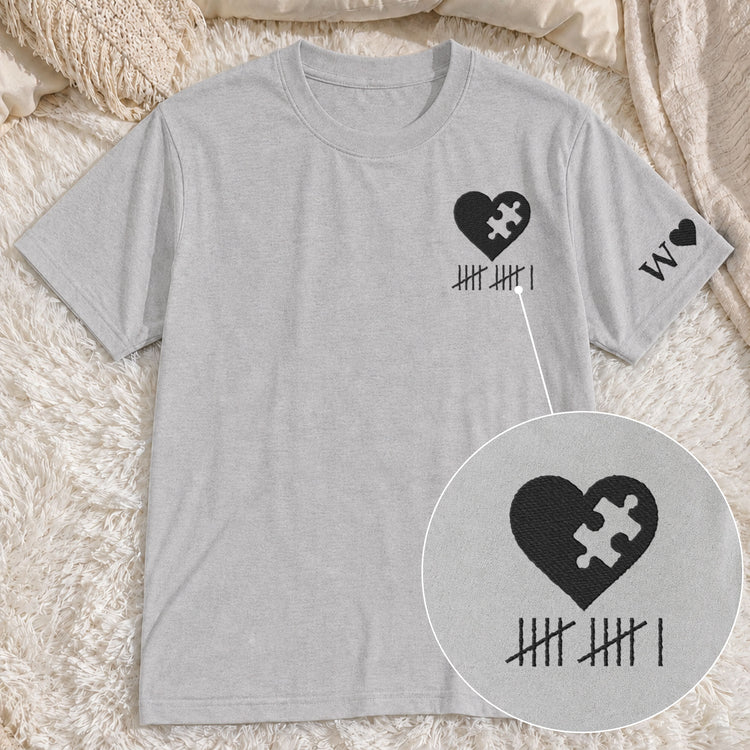 Heart-&-Puzzle-Piece-Matching-Couples-With-Roman-Numeral-Anniversary-Gift-Embroidered--Personalized-Shirt-6