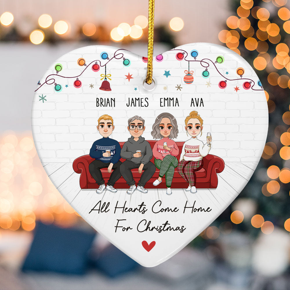 Hearts Come Home For Christmas - Personalized Ceramic Ornament