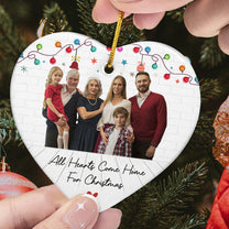 Hearts Come Home For Christmas - Personalized Ceramic Photo Ornament