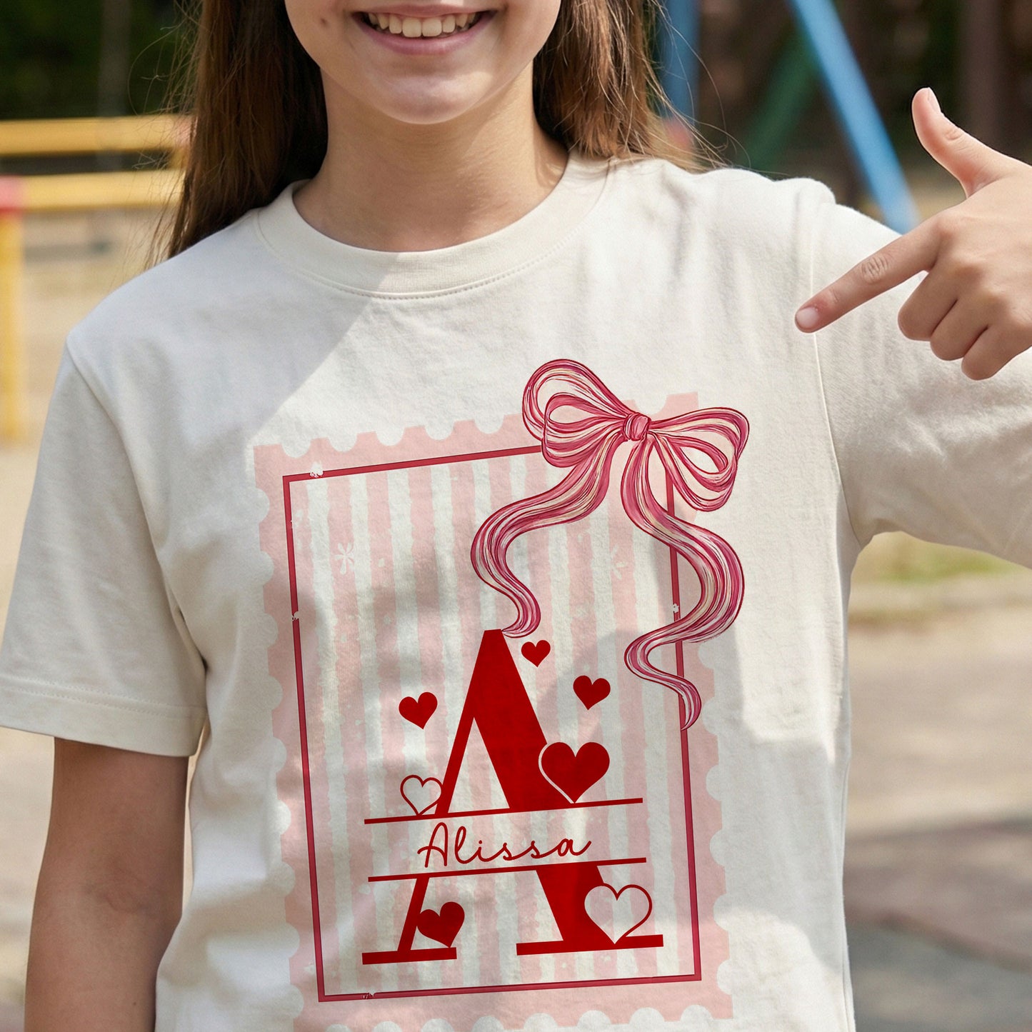 Hearts, Monogram, Kids Valentines - Personalized Shirt