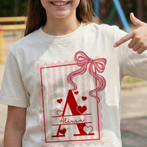Hearts, Monogram, Kids Valentines - Personalized Shirt