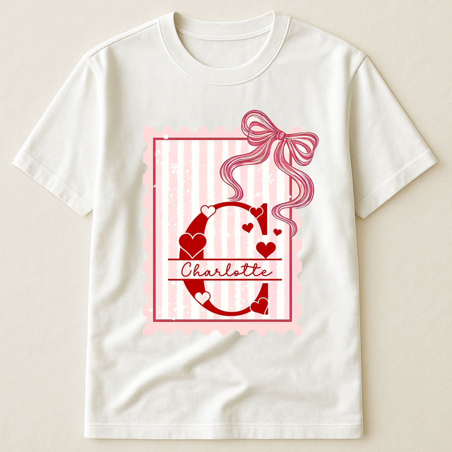 Hearts, Monogram, Kids Valentines - Personalized Shirt