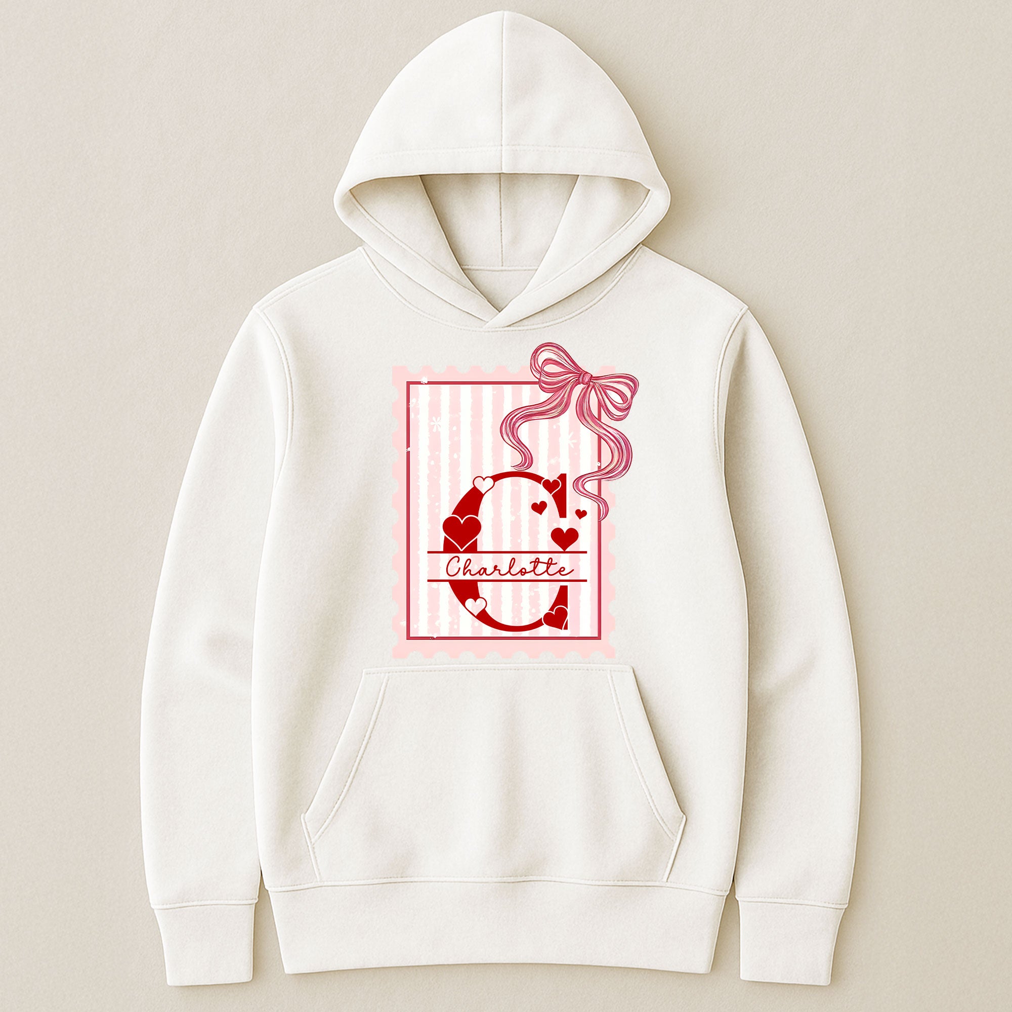 Hearts, Monogram, Kids Valentines - Personalized Shirt