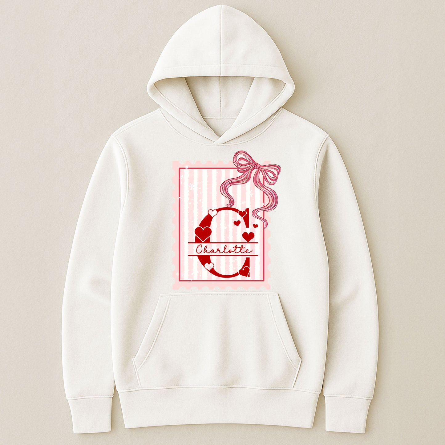 Hearts, Monogram, Kids Valentines - Personalized Shirt