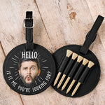 Hello Is It Me You're Looking For? - Personalized Photo Leather Golf Bag Tag
