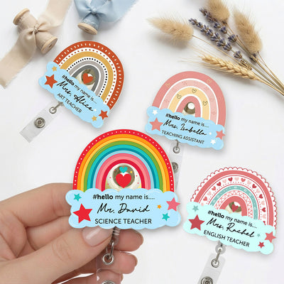 Hello My Name Is....Gift For Teacher - Personalized Acrylic Badge Reel