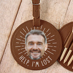 Help I'm Lost Funny Bag Tag For Golf Lovers - Personalized Photo Leather Golf Bag Tag