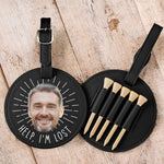 Help I'm Lost Funny Bag Tag For Golf Lovers - Personalized Photo Leather Golf Bag Tag