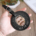Help I'm Lost Funny Bag Tag For Golf Lovers - Personalized Photo Leather Golf Bag Tag